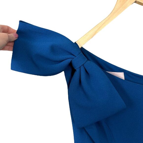 Gal Meets Glam Sylvia Jumpsuit Blue One Shoulder Bow size 6 Small Sleeveless - Picture 5 of 12